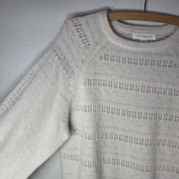 Treasure & Bond Womens XS Knit Sweater Cream Alpaxa Wool Crew Neck - Picture 4 of 16